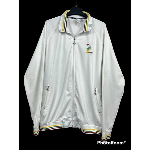 LRG Roots Equipment Bomber Jacket Men 3XL White Embroidered Tree Rainbow Stripes
